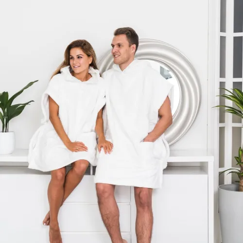 LUIN LIVING luxusní poncho osuška, sněhově bílá