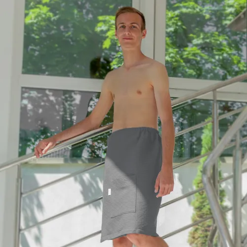 VEBA moderní pánský vaflový kilt ze 100% bavlny šedý