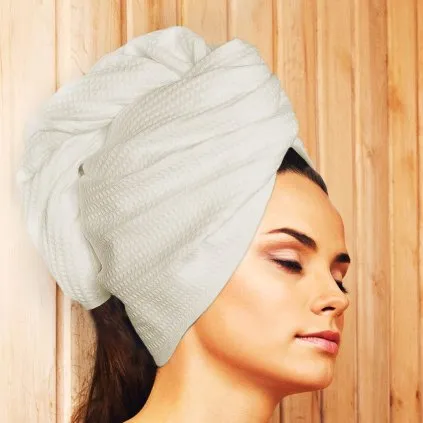 VEBA moderní turban na vlasy ze 100% bavlny smetanový