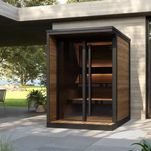 Exteriérová sauna z Thermowood ANNIKA