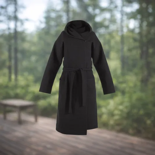 HUUM ovo luxusní saunové vaflové kimono černé