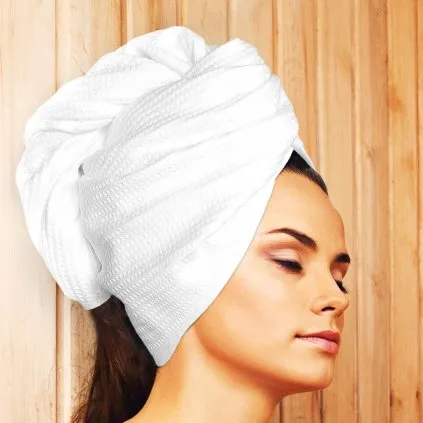 VEBA moderní turban na vlasy ze 100% bavlny bílý