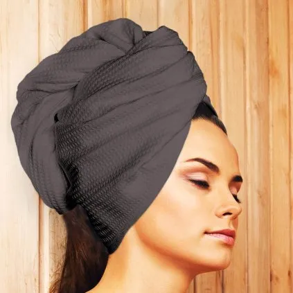VEBA moderní turban na vlasy ze 100% bavlny tmavě hnědý