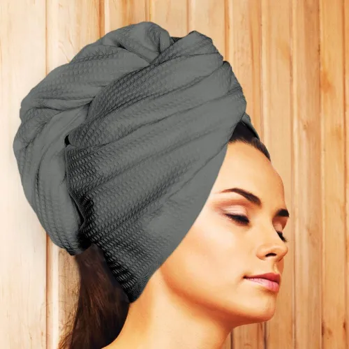 VEBA moderní turban na vlasy ze 100% bavlny šedý