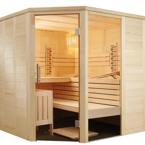 HARVIA AUSTRIA interiérová kombinovaná sauna ALASKA CORNER INFRA+